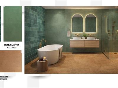 PICKET GREEN , TERRA MENTA , BRILLIANT MARI GOLD  600X1200