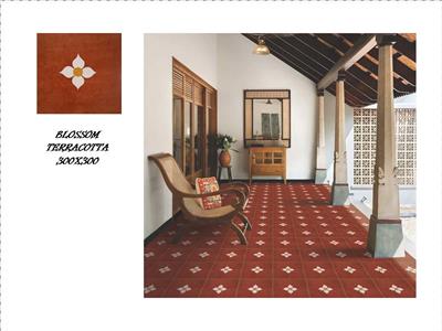 BLOSSOM GREY , BLOSSOM TERRACOTTA , BLOSSOM YELLOW , PALACE VERDE , HERITAGE KOLAM & HERITAGE RED
